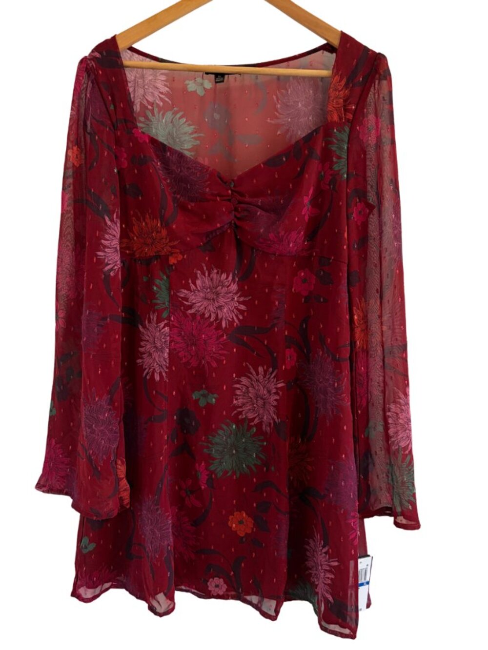 Seni & Cade mini floral dress with long bell sleeves